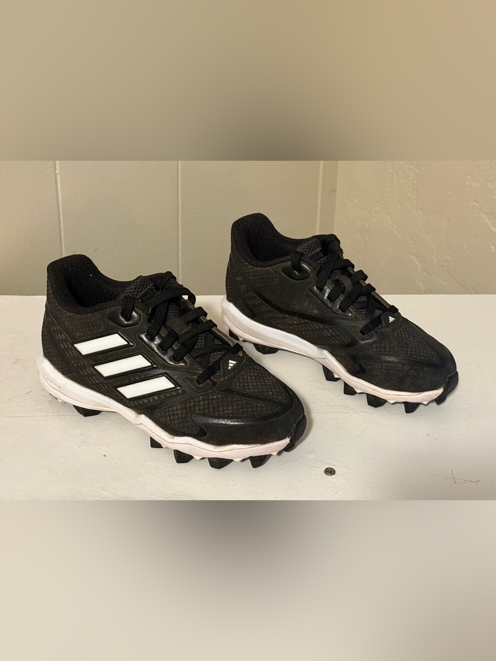 adidas Black and White Kids Cleats Sneakers